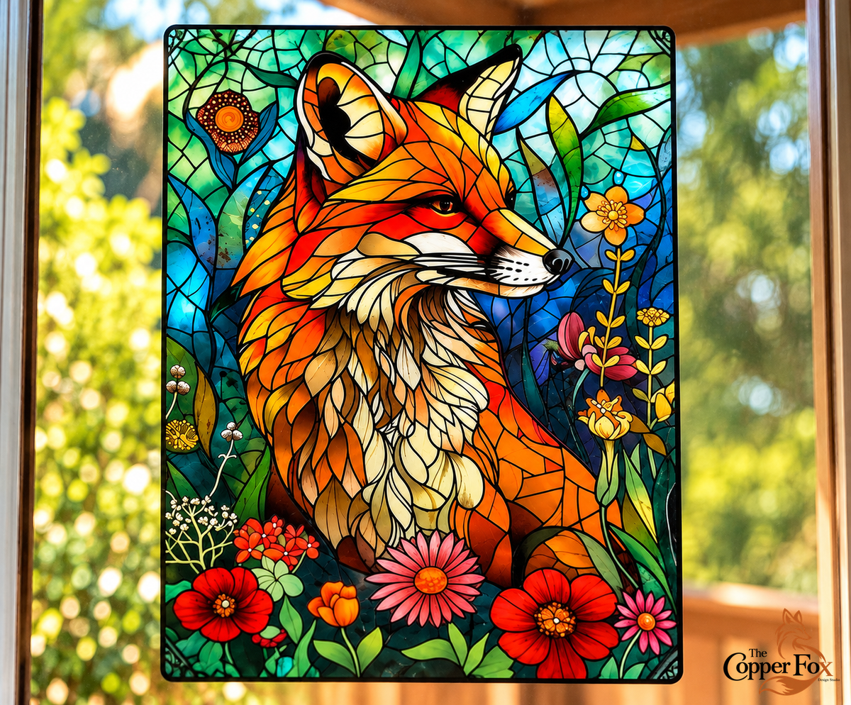Fox Woodland Jewel — Stained Glass Vinyl Decal