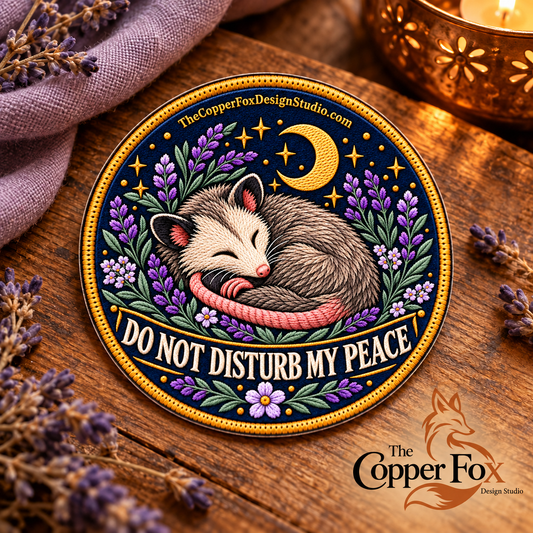Do Not Disturb My Peace Opossum — Fabric Sticker