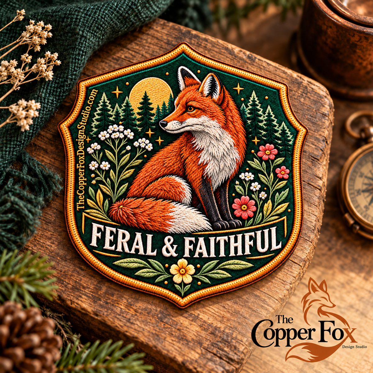 Feral & Faithful Fox — Fabric Sticker