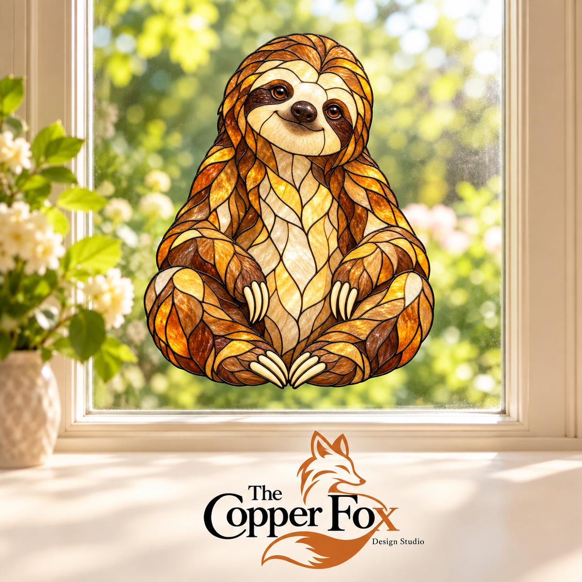 Honey Sloth — Stained Glass Vinyl Decal