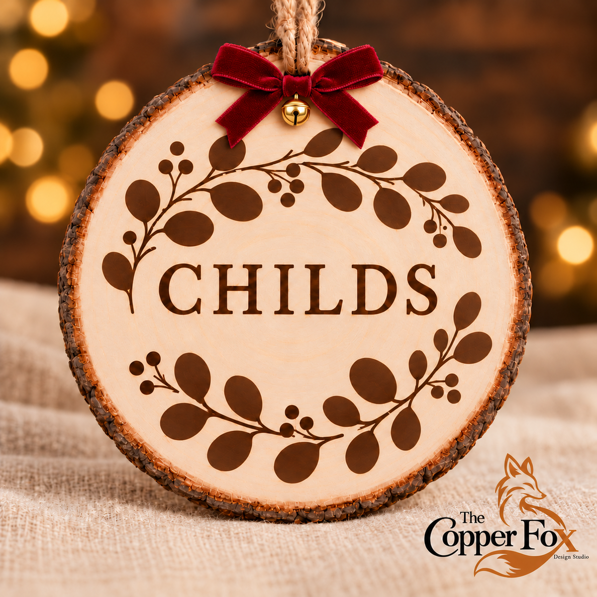 Personalized Foliage Wood Ornament