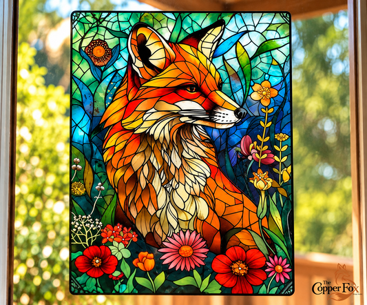 Fox Woodland Jewel — Stained Glass Vinyl Decal
