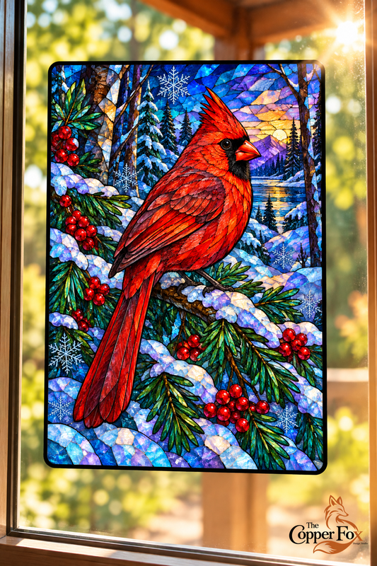 Winter’s Ember — Stained Glass Vinyl Decal