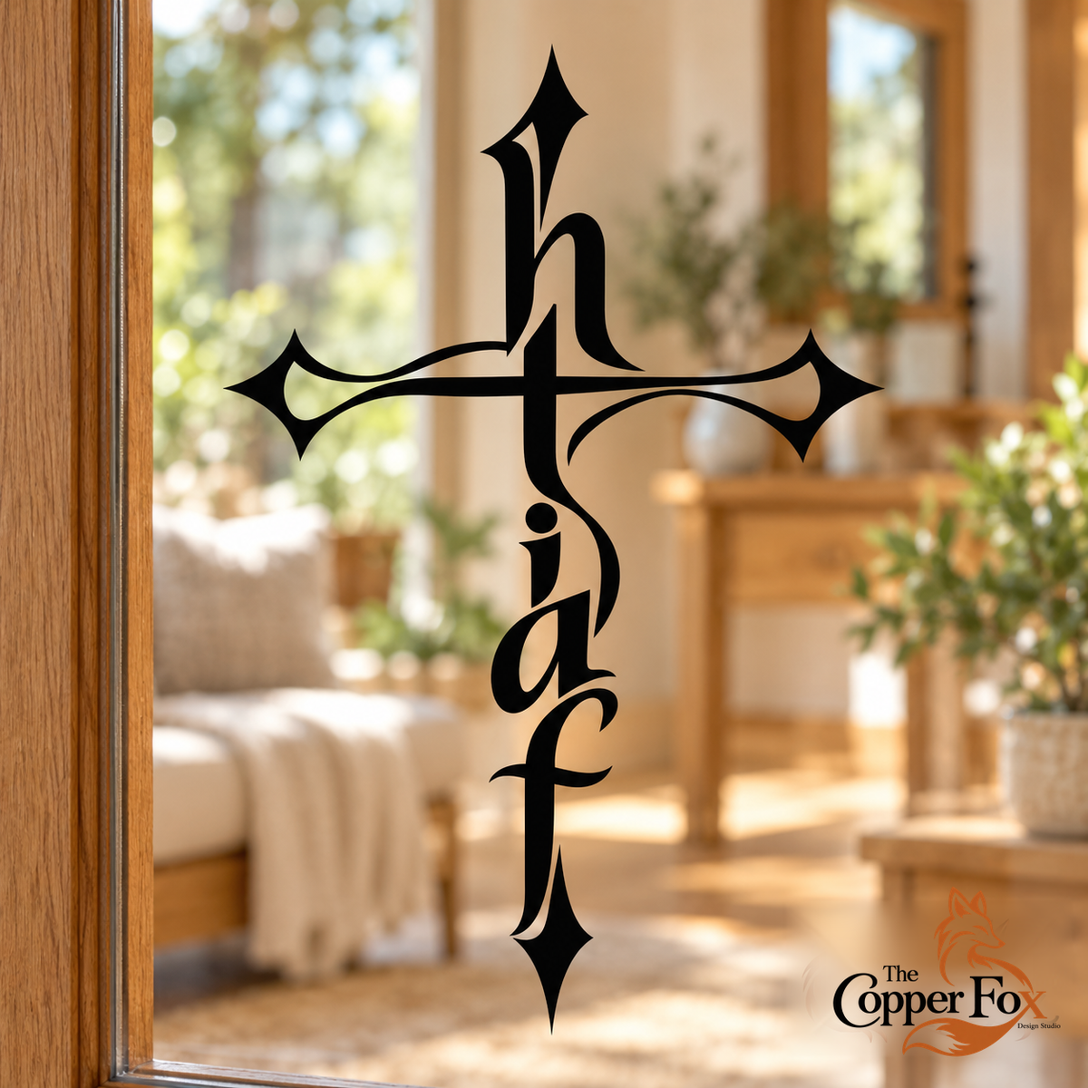 Unshaken Faith — Gothic Cross Vinyl Decal